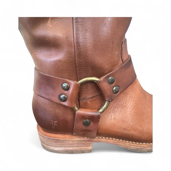 FRYE Veronica Harness Boots | Caramel Brown Moto Boho Fall Style | 9.5 - Picture 6 of 9